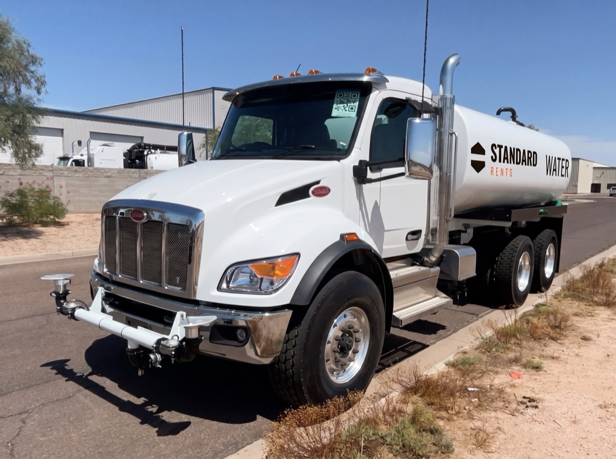 2025 Peterbilt 548 6x4 Load King 4,000-gallon water truck with Standard Rents graphics available for rent in Hudson, Ohio